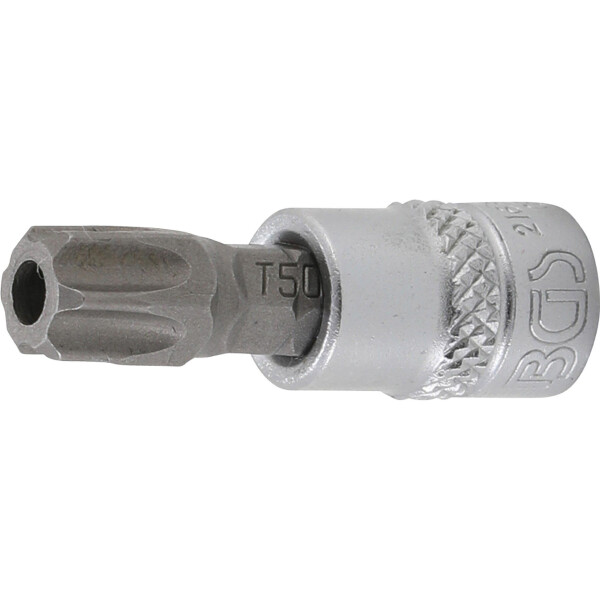 BGS 2165-T50 Bit-Einsatz | Antrieb Innenvierkant 6,3 mm (1/4") | T-Profil (für Torx) mit Bohrung T50
