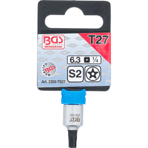 BGS 2355-TS27 Bit-Einsatz | Antrieb Innenvierkant 6,3 mm (1/4") | TS-Profil (für Torx Plus) mit Bohrung TS27