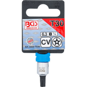 BGS 2355-TS30 Bit-Einsatz | Antrieb Innenvierkant 6,3 mm (1/4") | TS-Profil (für Torx Plus) mit Bohrung TS30
