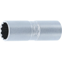 BGS 2385 Zündkerzen-Einsatz mit Haltegummi, Zwölfkant | Antrieb Innenvierkant 12,5 mm (1/2") | SW 16 mm
