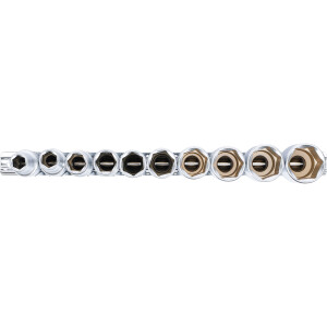 BGS 2435 Steckschlüssel-Einsatz-Satz Sechskant, tief | Antrieb Innenvierkant 12,5 mm (1/2") | Zollgrößen | 10-tlg.