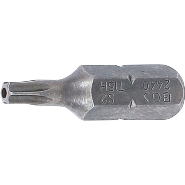 BGS 2440 Bit | Länge 25 mm | Antrieb Außensechskant 6,3 mm (1/4") | T-Profil (für Torx) mit Bohrung T15