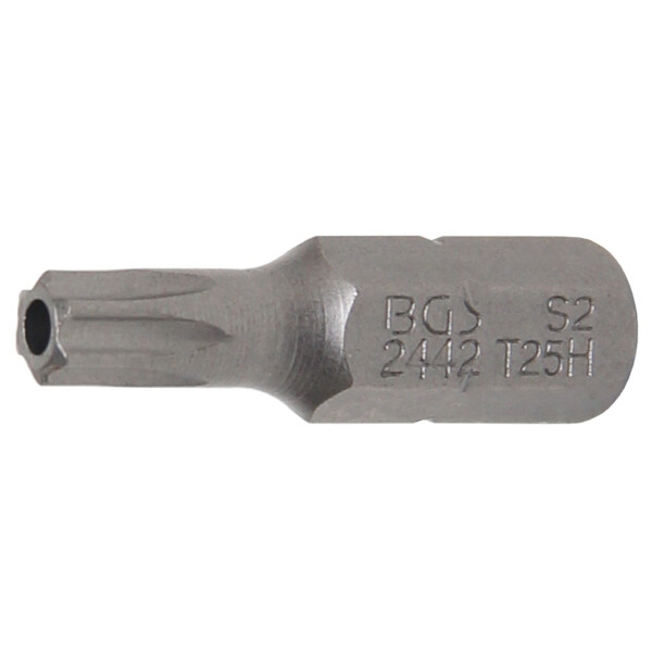 BGS 2442 Bit | Länge 25 mm | Antrieb Außensechskant 6,3 mm (1/4") | T-Profil (für Torx) mit Bohrung T25