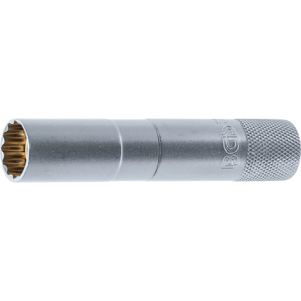 BGS 2446 Zündkerzen-Einsatz mit Magnet, Zwölfkant, lang | Antrieb Innenvierkant 10 mm (3/8") | SW 14 mm