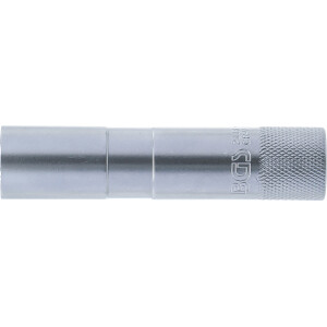 BGS 2448 Zündkerzen-Einsatz mit Haltegummi, Zwölfkant, lang | Antrieb Innenvierkant 10 mm (3/8") | SW 16 mm