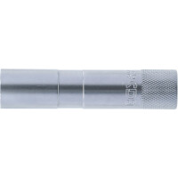 BGS 2448 Zündkerzen-Einsatz mit Haltegummi, Zwölfkant, lang | Antrieb Innenvierkant 10 mm (3/8") | SW 16 mm