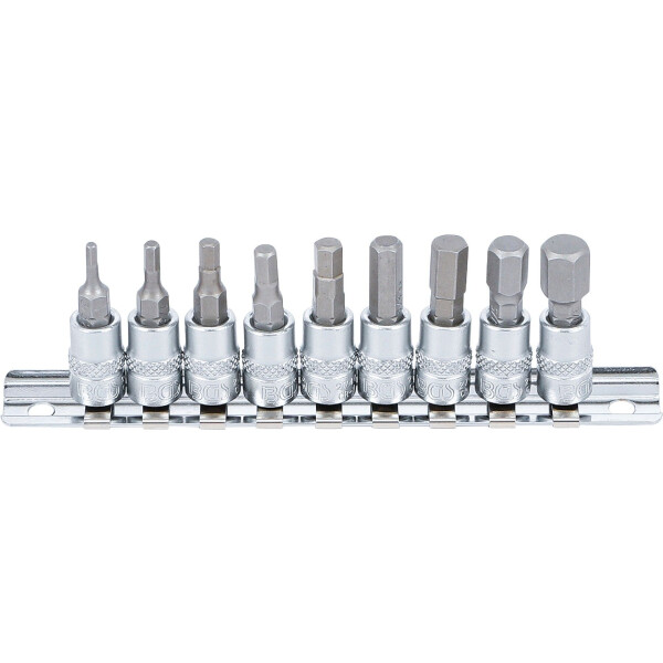 BGS 2749 Bit-Einsatz-Satz | Antriebe Innenvierkant 6,3 mm (1/4") | Innensechskant 3/32" - 3/8" | Zollgrößen | 9-tlg.
