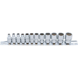 BGS 2755 Steckschlüssel-Einsatz-Satz Zwölfkant | Antrieb Innenvierkant 6,3 mm (1/4") | Zollgrößen | 12-tlg.