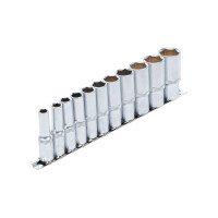 BGS 2756 Steckschlüssel-Einsatz-Satz Sechskant, tief | Antrieb Innenvierkant 10 mm (3/8") | Zollgrößen | 11-tlg.