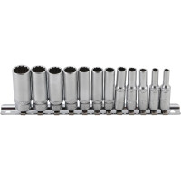 BGS 2757 Steckschlüssel-Einsatz-Satz Zwölfkant, tief | Antrieb Innenvierkant 6,3 mm (1/4") | Zollgrößen | 12-tlg.
