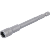 BGS 2764 Steckschlüssel-Einsatz Sechskant, extra lang | für Bohrmaschinen | Antrieb Außensechskant 6,3 mm (1/4") | SW 8 mm