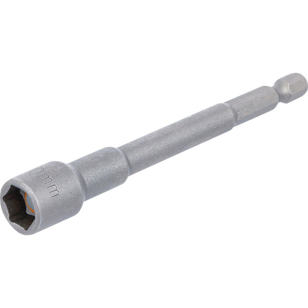 BGS 2766 Steckschlüssel-Einsatz Sechskant, extra lang | für Bohrmaschinen | Antrieb Außensechskant 6,3 mm (1/4") | SW 10 mm