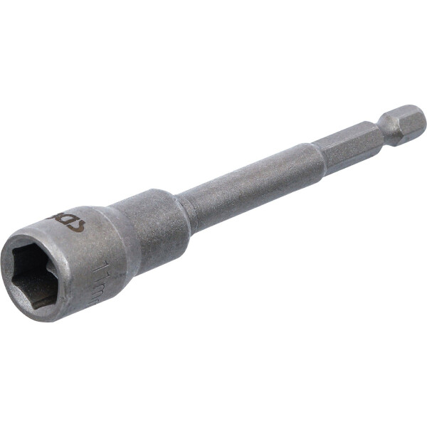 BGS 2767 Steckschlüssel-Einsatz Sechskant, extra lang | für Bohrmaschinen | Antrieb Außensechskant 6,3 mm (1/4") | SW 11 mm