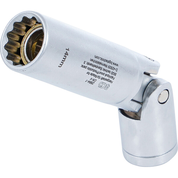 BGS 2984-1 Glühkerzen-Gelenk-Einsatz Zwölfkant | Antrieb Innenvierkant 10 mm (3/8") | SW 14 mm