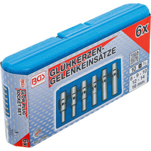 BGS 2990 Universal Glühkerzen-Gelenkschlüssel-Satz, Sechskant | Antrieb Innenvierkant 10 mm (3/8") | SW 8 - 16 mm | 6-tlg.