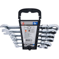 BGS Diy 30004 Ratschenring-Maulschlüssel-Satz | flexible Köpfe | SW 8 - 19 mm | 6-tlg.
