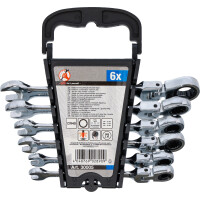 BGS Diy 30005 Ratschenring-Maulschlüssel-Satz | flexible Köpfe | Zollmaße | SW 1/4" - 9/16" | 6-tlg.