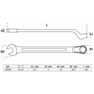 BGS 30108 Maul-Ringschlüssel, gekröpft | SW 8 mm