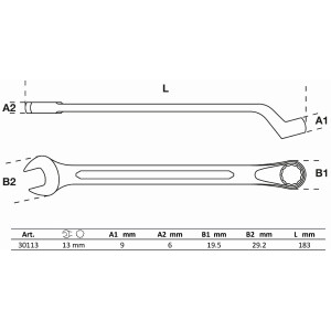 BGS 30113 Maul-Ringschlüssel, gekröpft | SW 13 mm