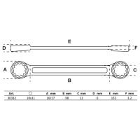 BGS 30332 Doppel-Ringschlüssel | extra flach | SW 10 x 11 mm