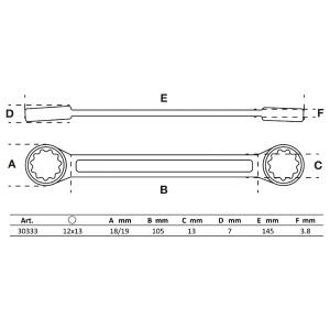 BGS 30333 Doppel-Ringschlüssel | extra flach | SW 12...