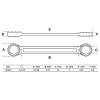 BGS 30333 Doppel-Ringschlüssel | extra flach | SW 12 x 13 mm