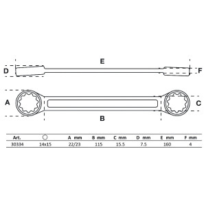 BGS 30334 Doppel-Ringschlüssel | extra flach | SW 14...