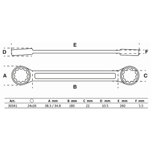 BGS 30341 Doppel-Ringschlüssel | extra flach | SW 24 x 26 mm
