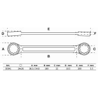 BGS 30341 Doppel-Ringschlüssel | extra flach | SW 24 x 26 mm