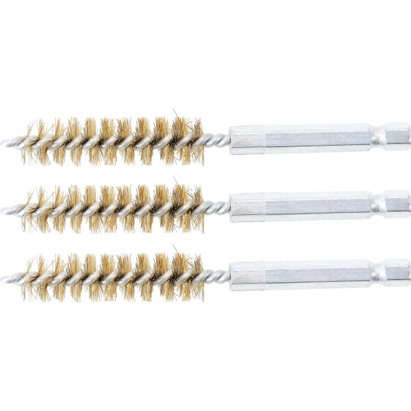 BGS 3078-12-M Messingbürste | 12 mm | Antrieb Außensechskant 6,3 mm (1/4") | 3-tlg.