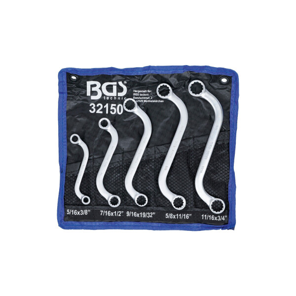 BGS 32150 S-Form Doppel-Ringschlüssel-Satz | Zollgrößen | SW 3/8" - 3/4" | 5-tlg.