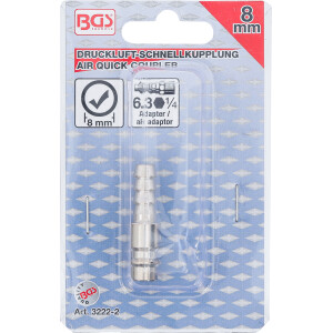 BGS 3222-2 Druckluft-Stecknippel mit 8 mm Schlauchanschluss