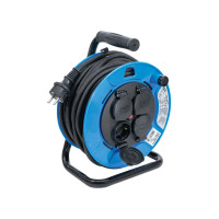 BGS 3375 Kabeltrommel | 25 m | 3 x 1,5 mm² | 4 Steckdosen mit Verschlusskappe | IP 44 | 3500 W