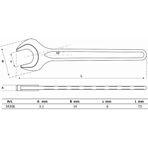 BGS 34206 Einmaulschlüssel | DIN 894 | SW 6 mm