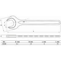 BGS 34206 Einmaulschlüssel | DIN 894 | SW 6 mm