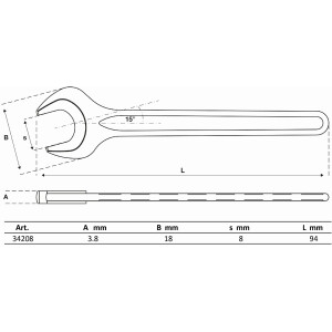 BGS 34208 Einmaulschlüssel | DIN 894 | SW 8 mm