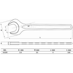 BGS 34209 Einmaulschlüssel | DIN 894 | SW 9 mm