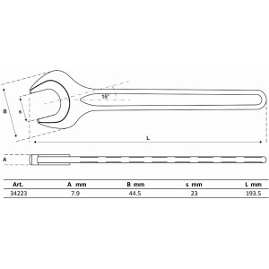 BGS 34223 Einmaulschlüssel | DIN 894 | SW 23 mm