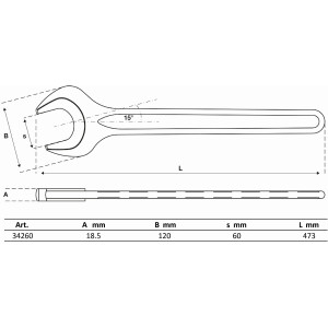 BGS 34260 Einmaulschlüssel | DIN 894 | SW 60 mm