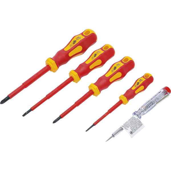 BGS Diy 35815 VDE-Elektriker-Schraubendreher-Satz | Schlitz/Kreuzschlitz | 5-tlg.