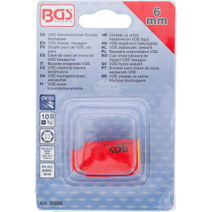 BGS 35868 VDE-Steckschlüssel-Einsatz Sechskant | Antrieb Innenvierkant 10 mm (3/8") | SW 6 mm