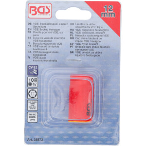 BGS 35872 VDE-Steckschlüssel-Einsatz Sechskant | Antrieb Innenvierkant 10 mm (3/8") | SW 12 mm
