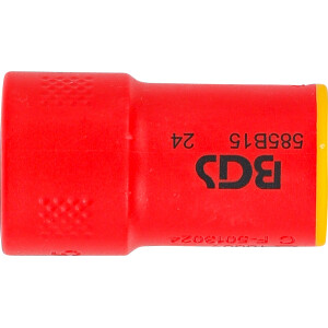 BGS 35875 VDE-Steckschlüssel-Einsatz Sechskant | Antrieb Innenvierkant 10 mm (3/8") | SW 15 mm