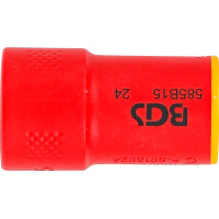 BGS 35875 VDE-Steckschlüssel-Einsatz Sechskant | Antrieb Innenvierkant 10 mm (3/8") | SW 15 mm