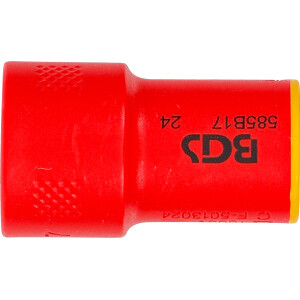 BGS 35877 VDE-Steckschlüssel-Einsatz Sechskant | Antrieb Innenvierkant 10 mm (3/8") | SW 17 mm