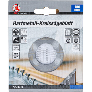 BGS Diy 3949 Hartmetall-Kreissägeblatt | Ø 100 x 30 x 2,1 mm | 24 Zähne