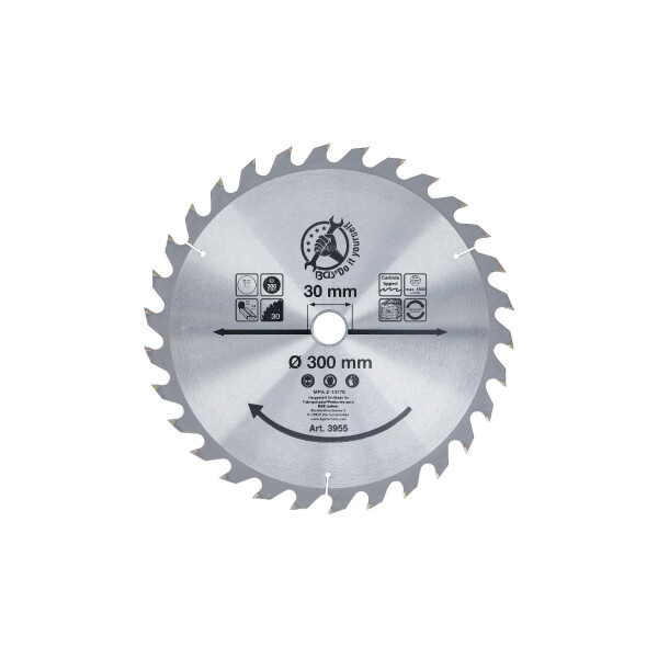 BGS Diy 3955 Hartmetall-Kreissägeblatt | Ø 300 x 30 x 3,2 mm | 30 Zähne
