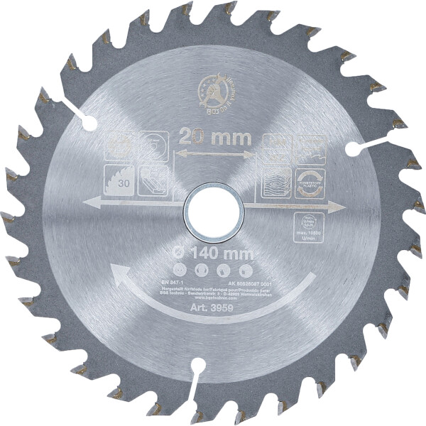 BGS Diy 3959 Hartmetall-Kreissägeblatt | Ø 140 x 20 x 2,3 mm | 30 Zähne