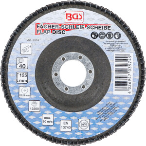 BGS 3974 Fächer-Schleif-Scheibe | Ø 125 mm | K 40