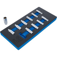 BGS 4058 Werkstattwageneinlage 1/3: Steckschlüssel-Einsätze Sechskant | 10 mm (3/8") | 8 - 19 mm | tief | 11-tlg.